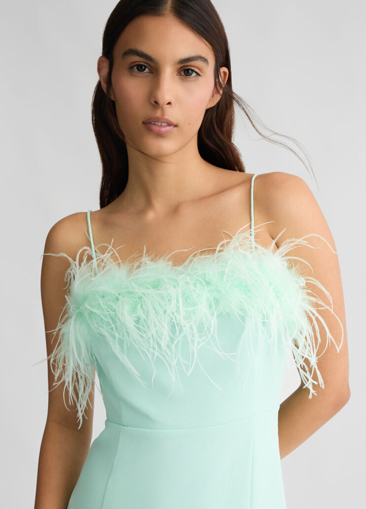 Elegant aqua green dress with feathers mint Liu Jo - medium